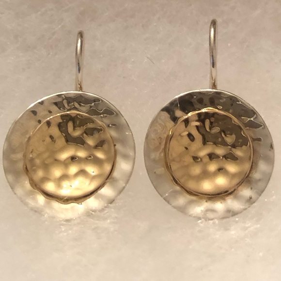 Rare Silpada Sterling Silver 14K Gold Plated Round Disc Earrings W1367 - Picture 13 of 14